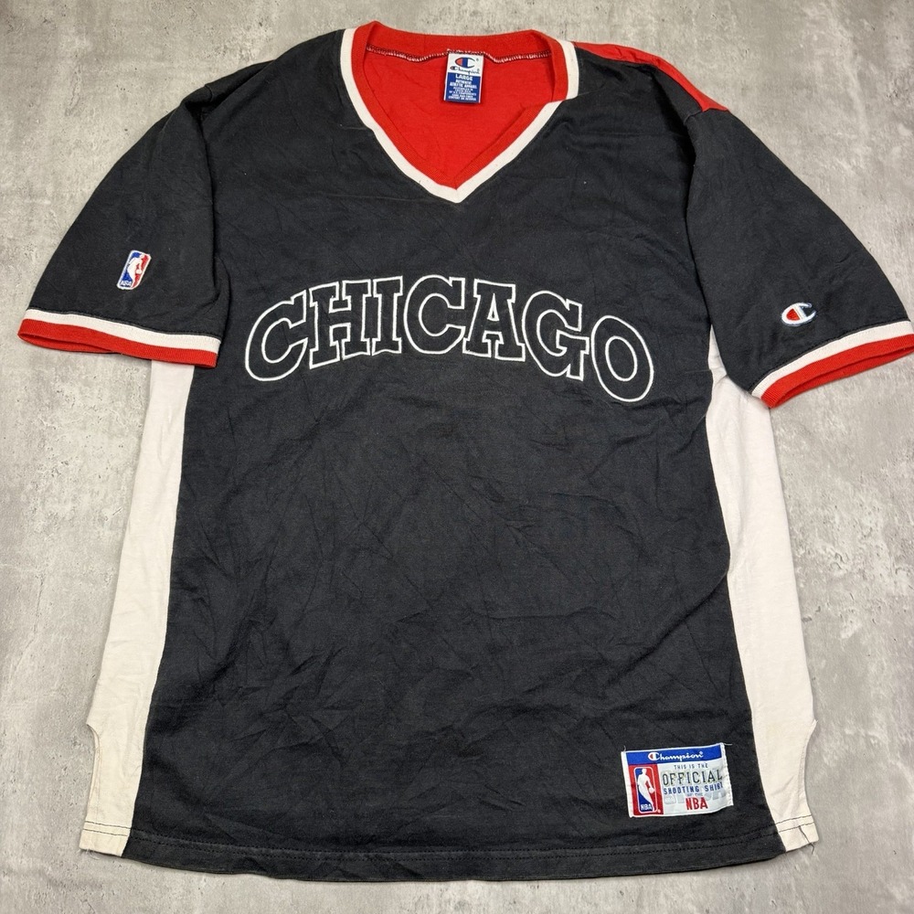 Vintage 90s Champion Chicago Bulls NBA Official Shooting Shirt Mens Large USA